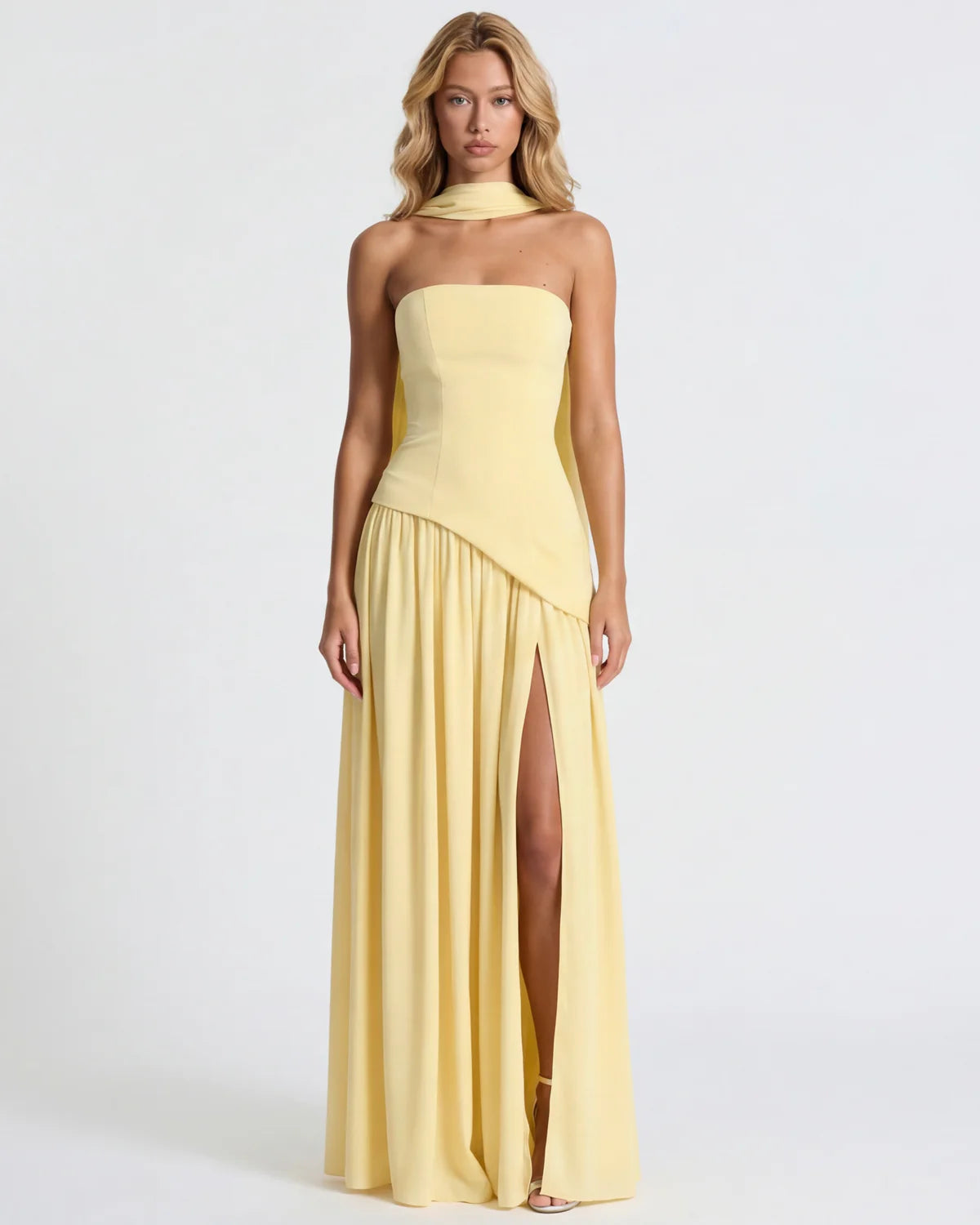 Vestido Longo Chiffon Fenda