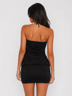 Vestido Curto com Alças ao Pescoço Luz da Brisa