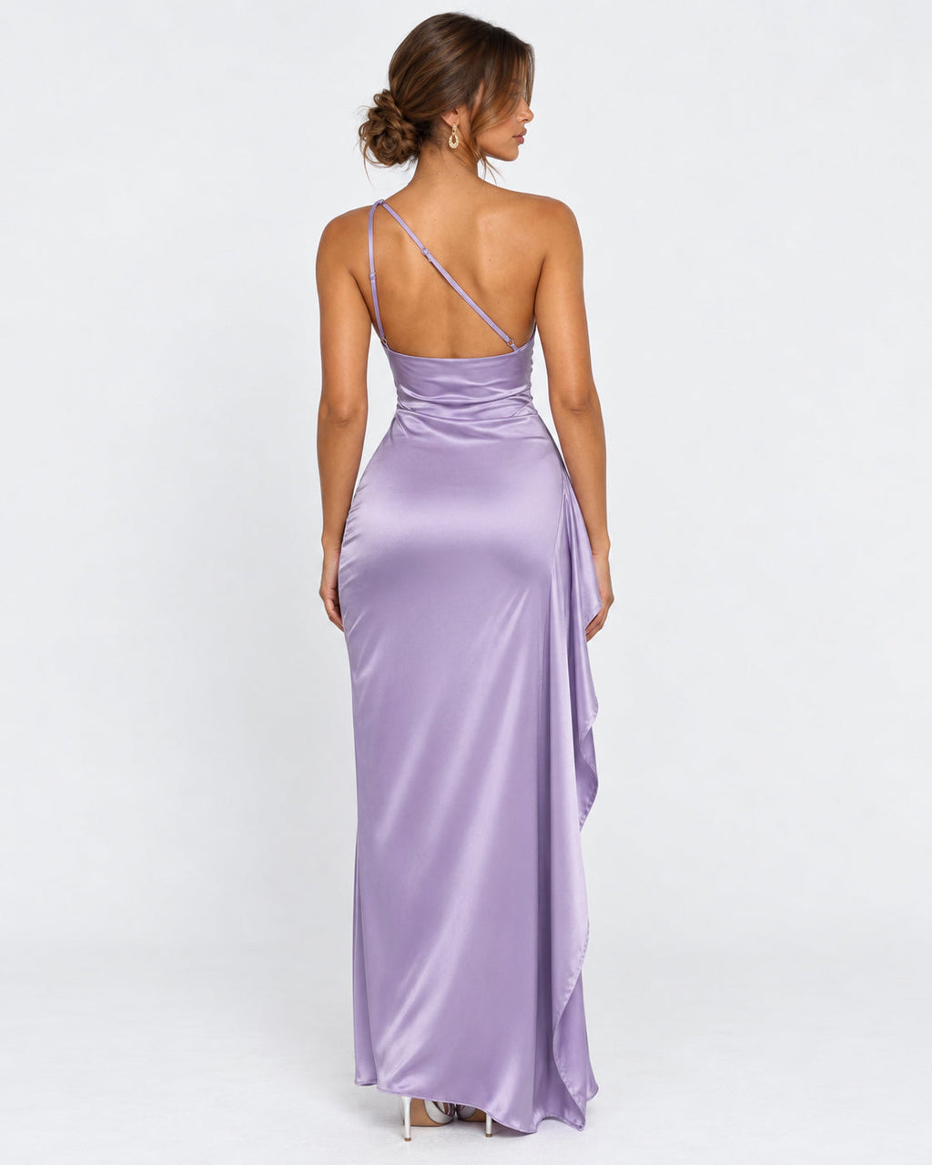Vestido Longo em Cetim Drapeado Vale do Mar