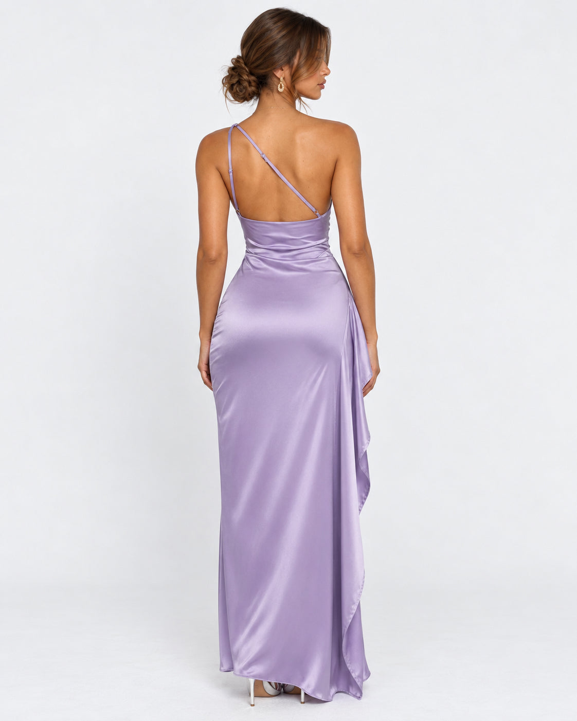 Vestido Longo em Cetim Drapeado Vale do Mar
