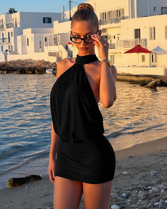 Vestido Curto com Alças ao Pescoço Sol da Primavera