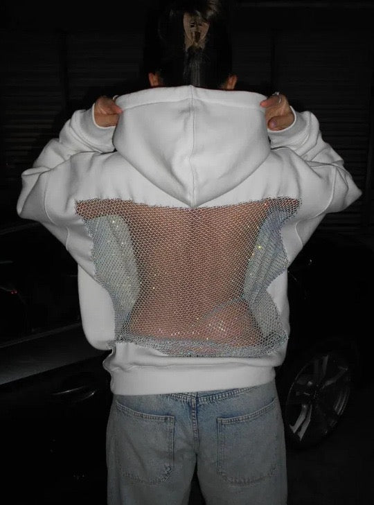Sweatshirt com Capuz e Painel Brilhante nas Costas
