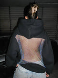 Sweatshirt com Capuz e Painel Brilhante nas Costas