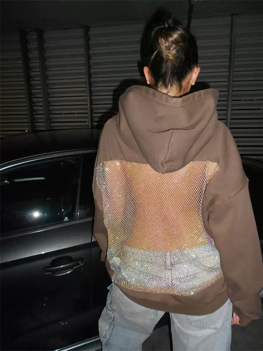 Sweatshirt com Capuz e Painel Brilhante nas Costas