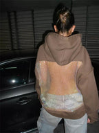 Sweatshirt com Capuz e Painel Brilhante nas Costas