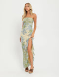 Vestido Longo Floral sem Alças Alvorada da Primavera