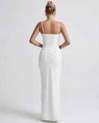 Vestido Longo Floral com Corpete Oliva da Primavera