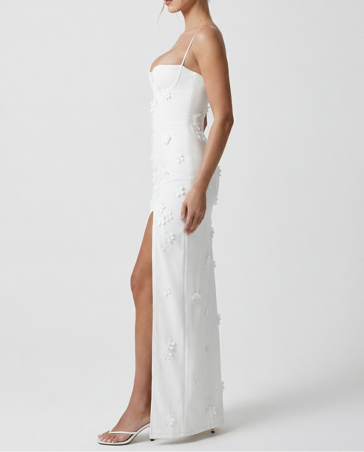 Vestido Longo Floral com Corpete Oliva da Primavera
