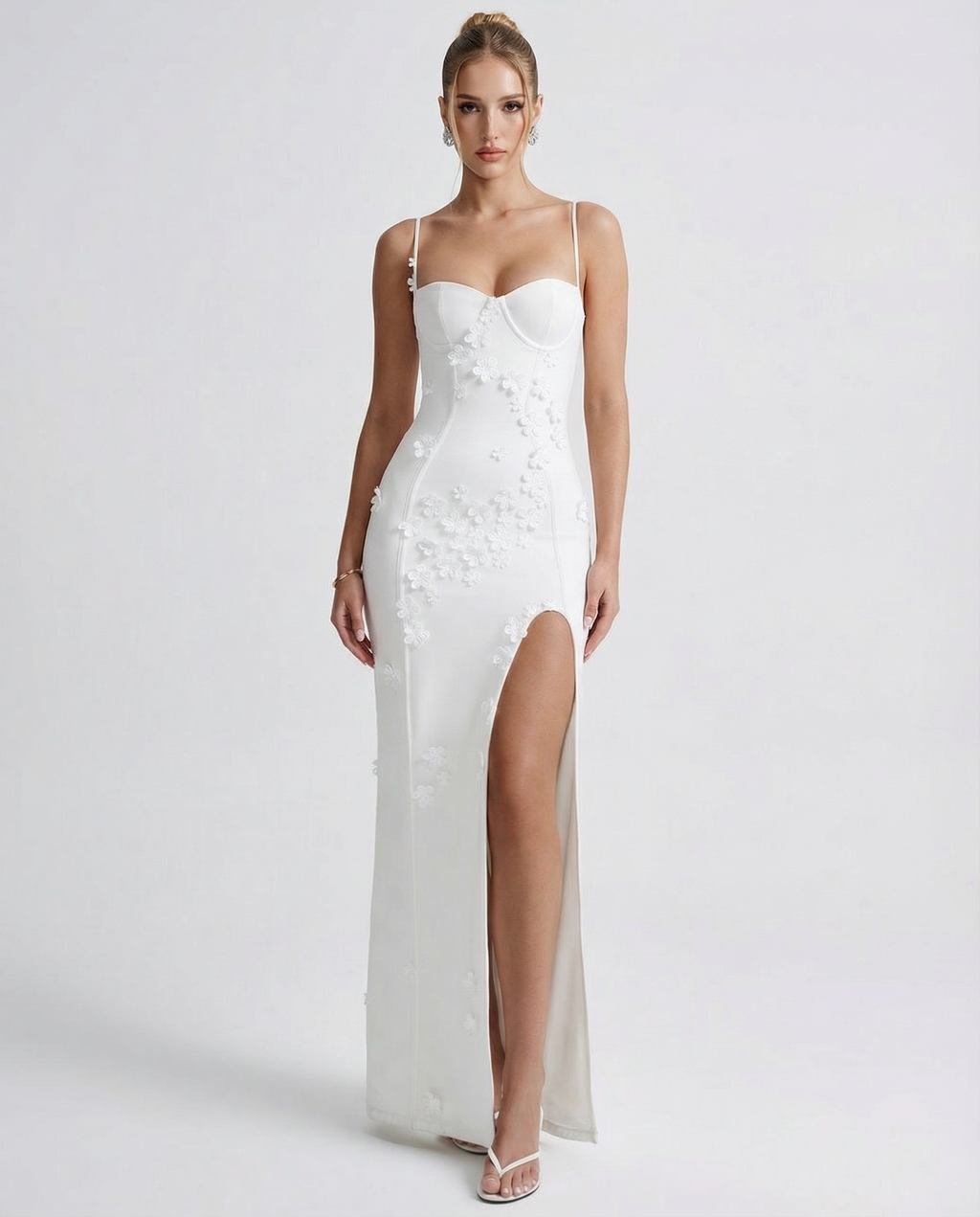 Vestido Longo Floral com Corpete Oliva da Primavera