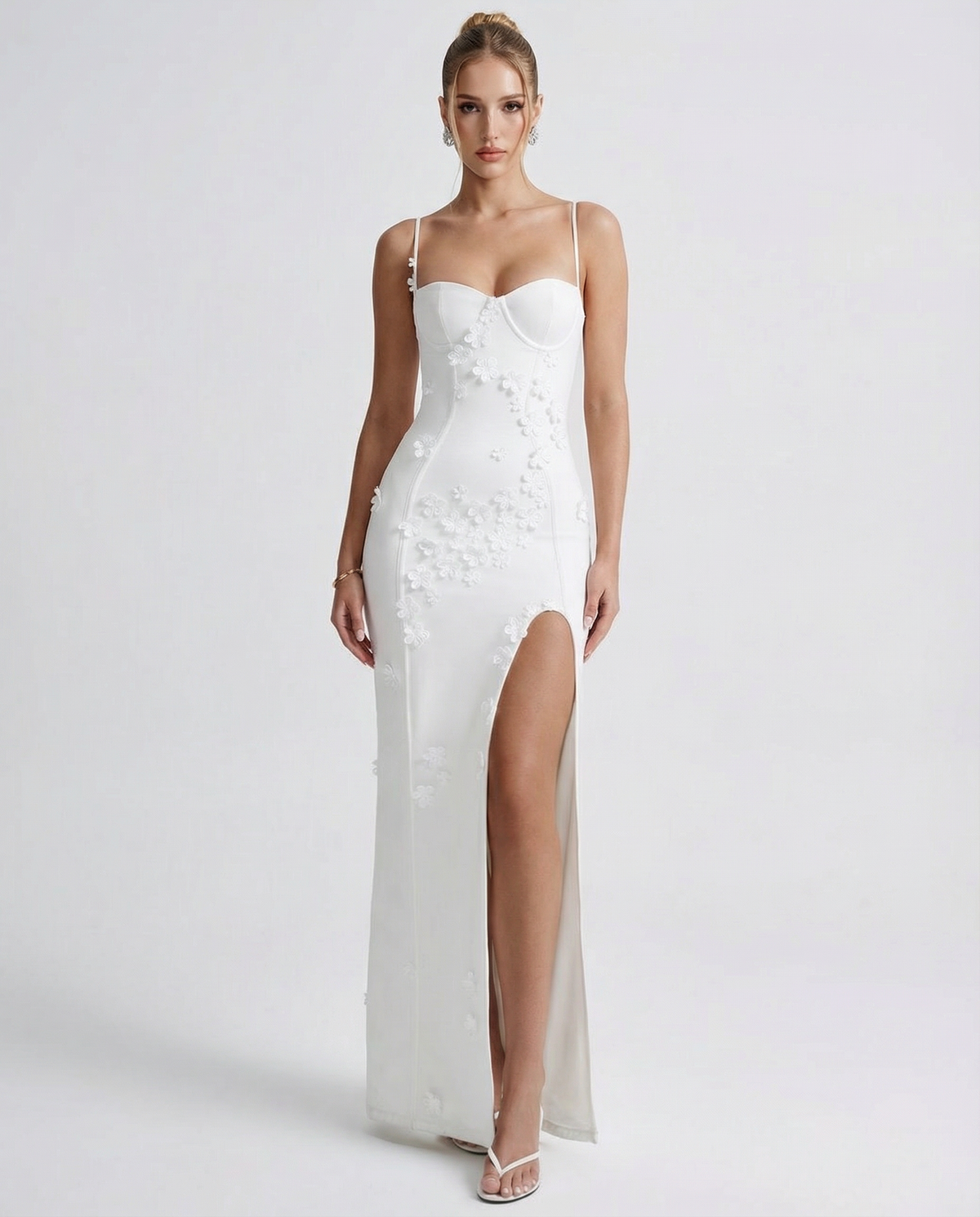 Vestido Longo Floral com Corpete Oliva da Primavera