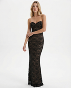 Vestido Longo de Renda sem Alças Cristal da Primavera