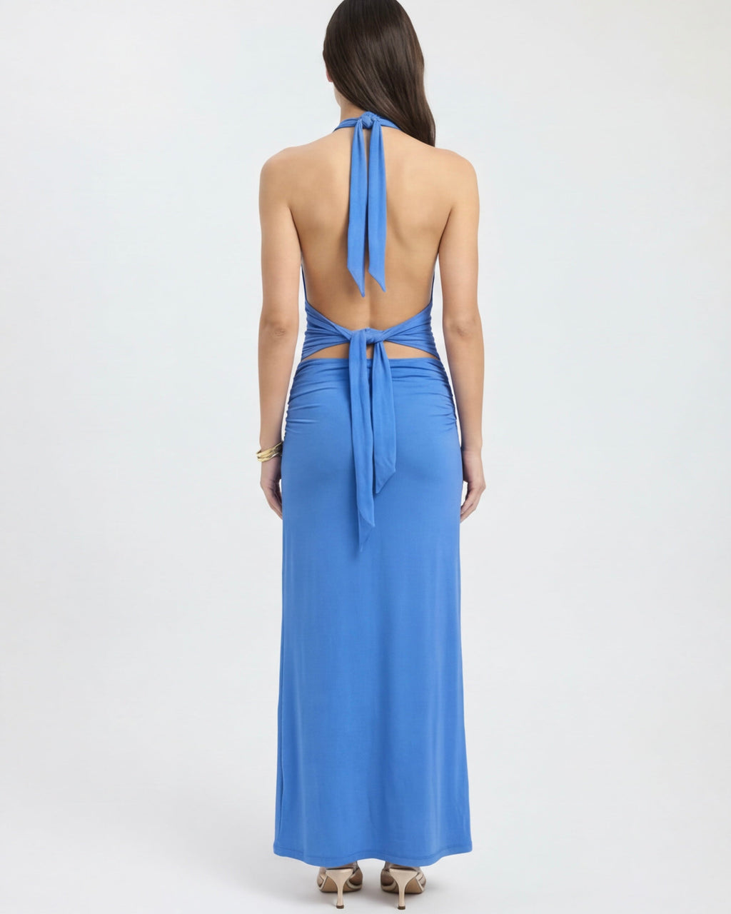 Vestido Longo com Alças ao Pescoço Riviera da Primavera