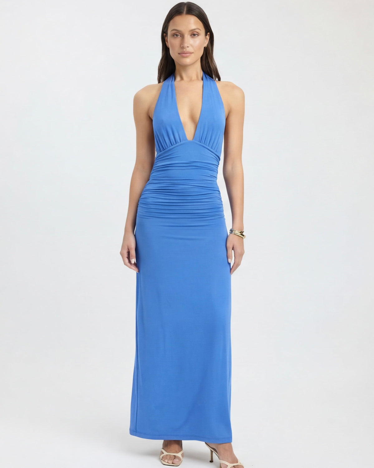 Vestido Longo com Alças ao Pescoço Riviera da Primavera