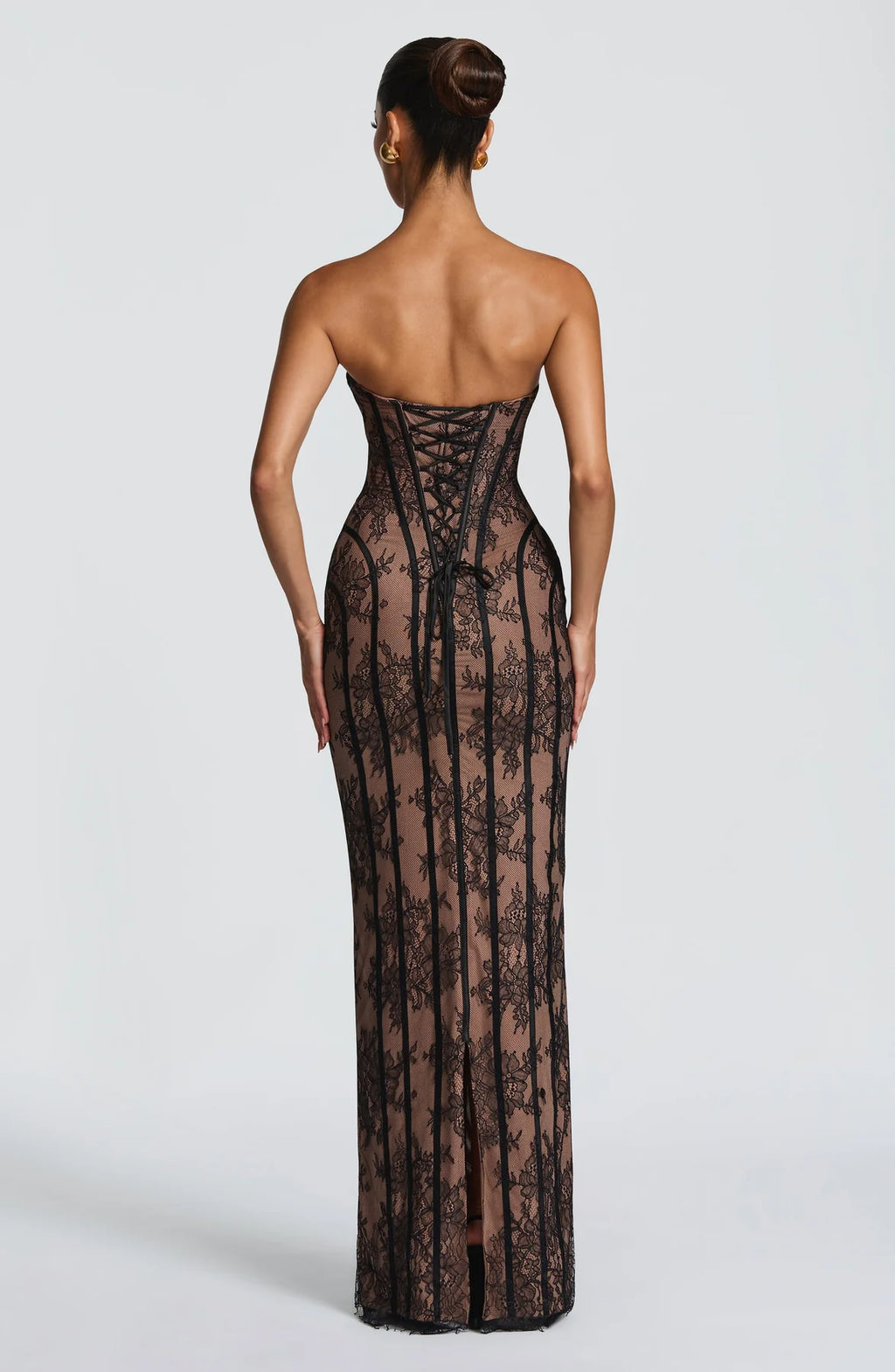 Vestido Midi Corset Renda Nuit Noire