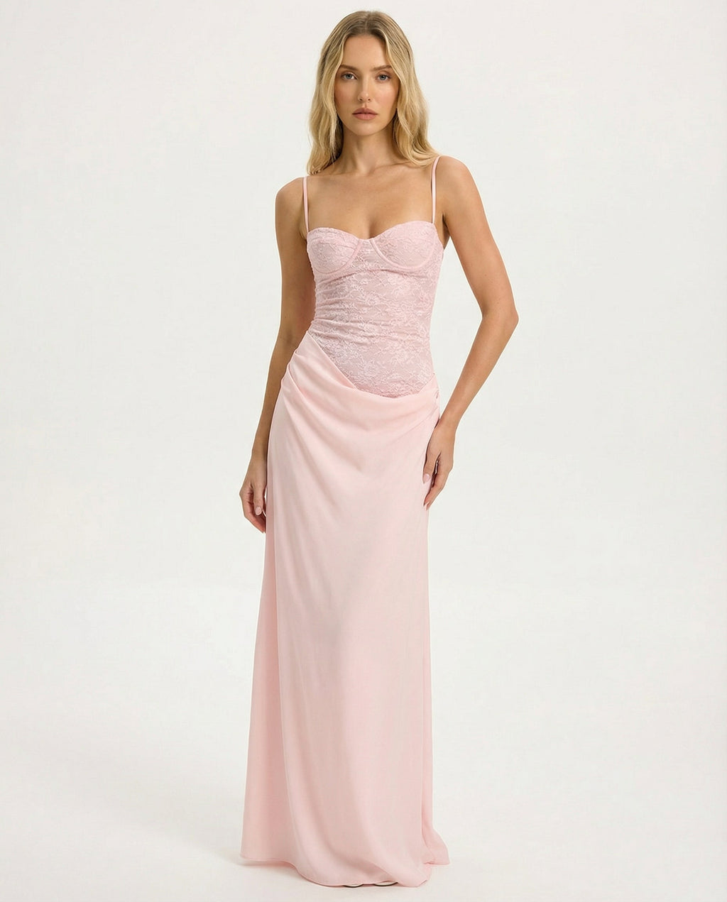 Vestido Longo de Renda com Corpete Serena do Vale