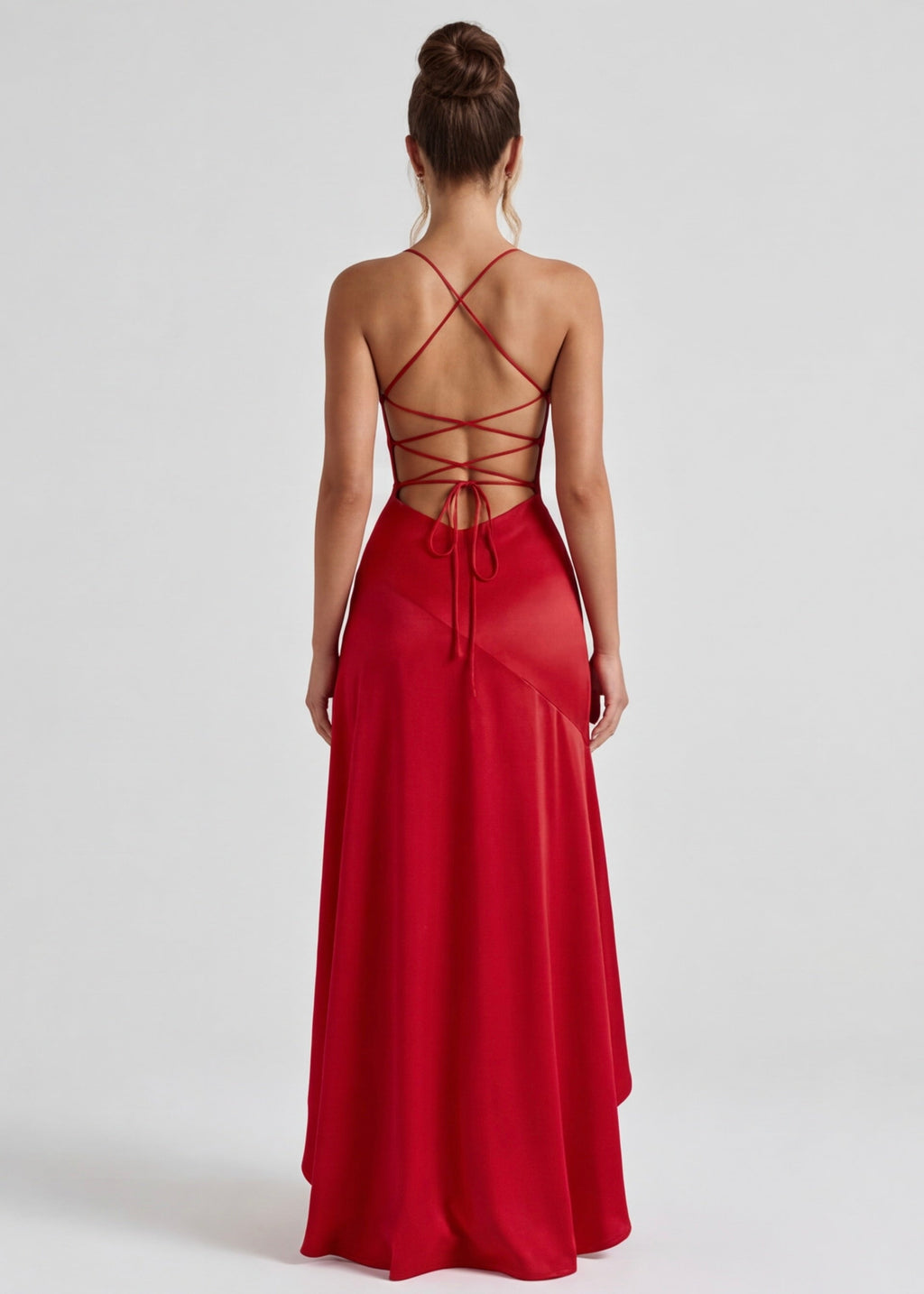 Vestido em Cetim Drapeado Rosa do Vale