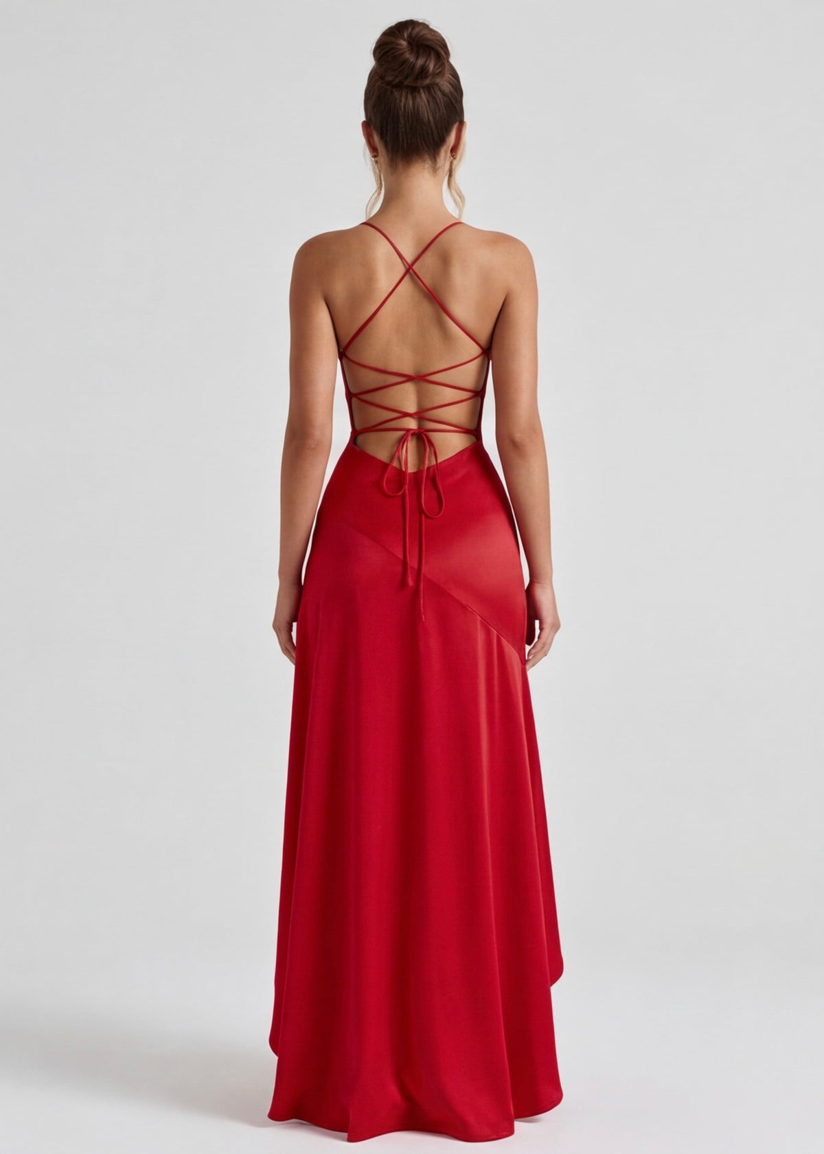 Vestido em Cetim Drapeado Rosa do Vale