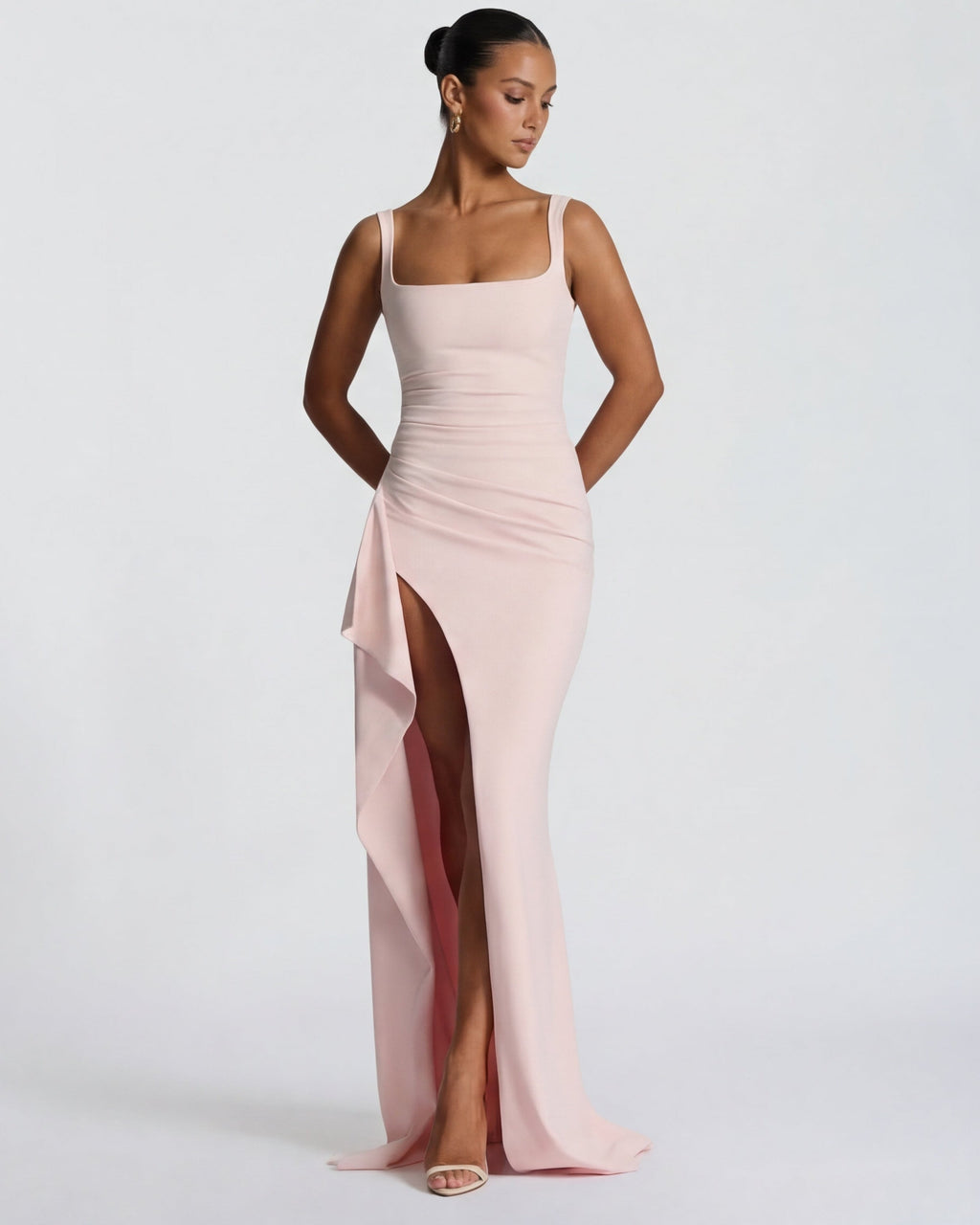 Vestido Longo de Decote Quadrado Verão do Vale