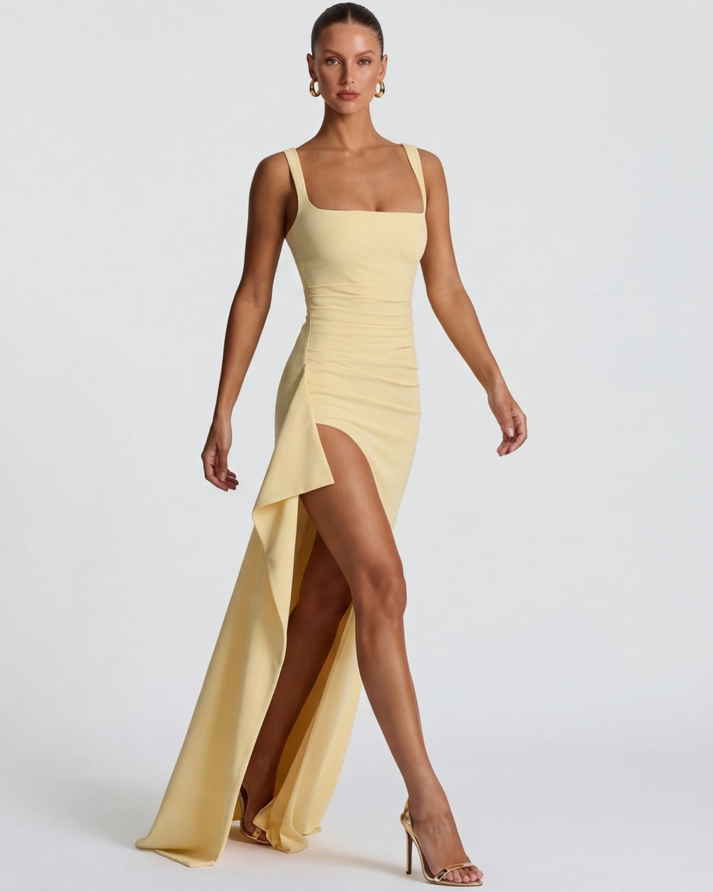 Vestido Longo de Decote Quadrado Verão do Vale
