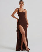 Vestido Longo de Decote Quadrado Verão do Vale