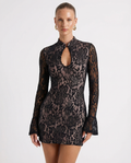 Vestido Curto de Renda Ajustado Pérola da Primavera