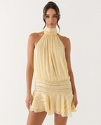 Vestido Curto com Alças ao Pescoço Luz da Primavera