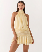 Vestido Curto com Alças ao Pescoço Luz da Primavera