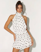 Vestido Curto com Alças ao Pescoço Jasmim da Primavera