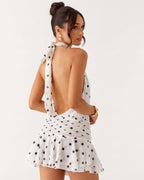 Vestido Curto com Alças ao Pescoço Jasmim da Primavera