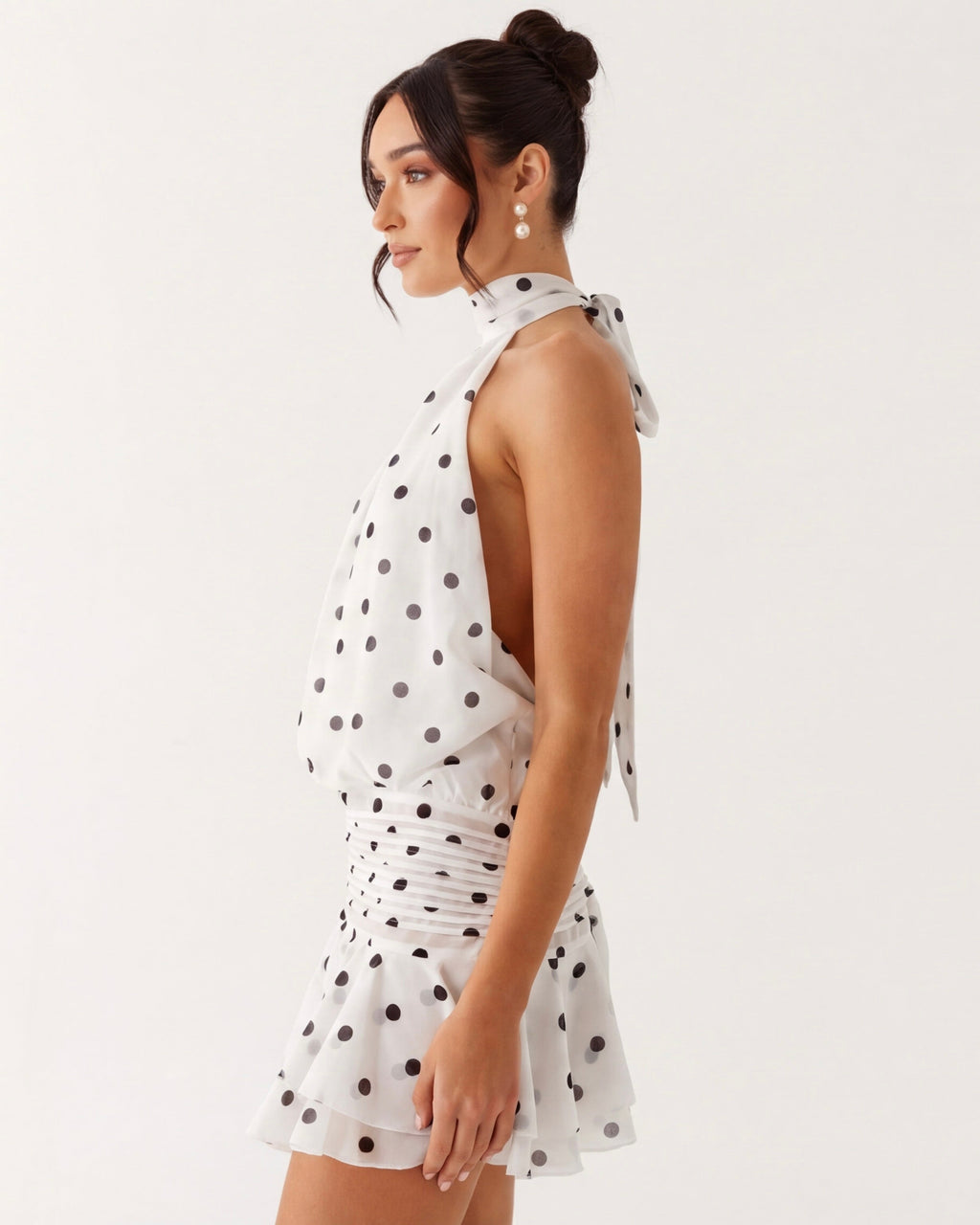 Vestido Curto com Alças ao Pescoço Jasmim da Primavera
