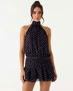 Vestido Curto com Alças ao Pescoço Jasmim da Primavera