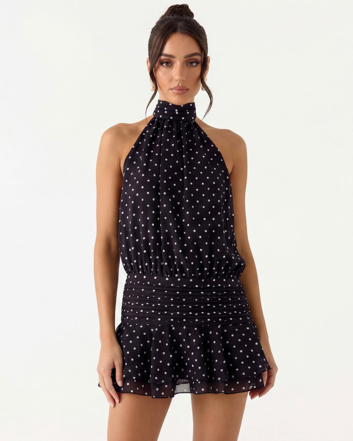 Vestido Curto com Alças ao Pescoço Jasmim da Primavera
