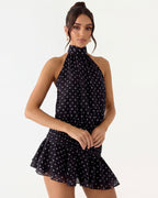 Vestido Curto com Alças ao Pescoço Jasmim da Primavera