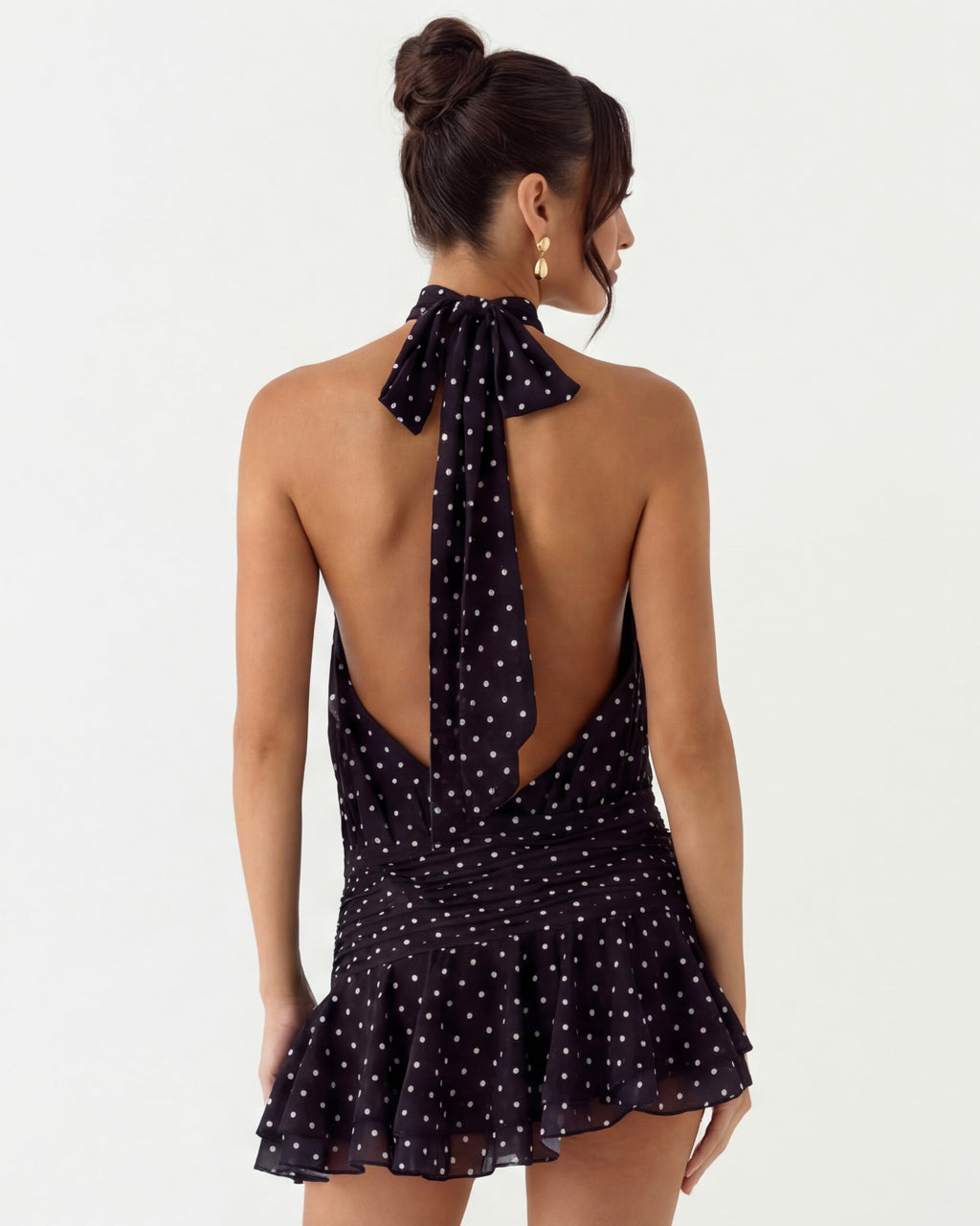 Vestido Curto com Alças ao Pescoço Jasmim da Primavera