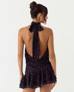 Vestido Curto com Alças ao Pescoço Jasmim da Primavera