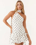 Vestido Curto com Alças ao Pescoço Flora da Primavera