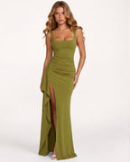 Vestido Longo de Decote Quadrado Verão do Vale