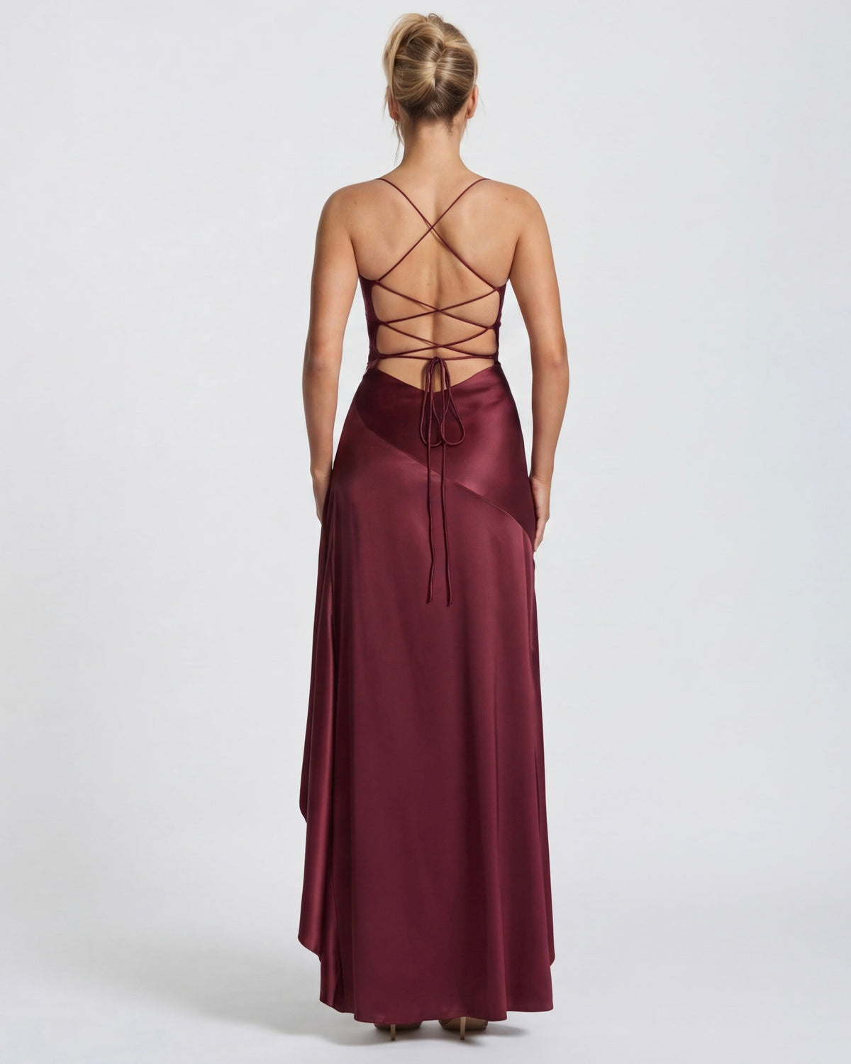 Vestido em Cetim Drapeado Rosa do Vale