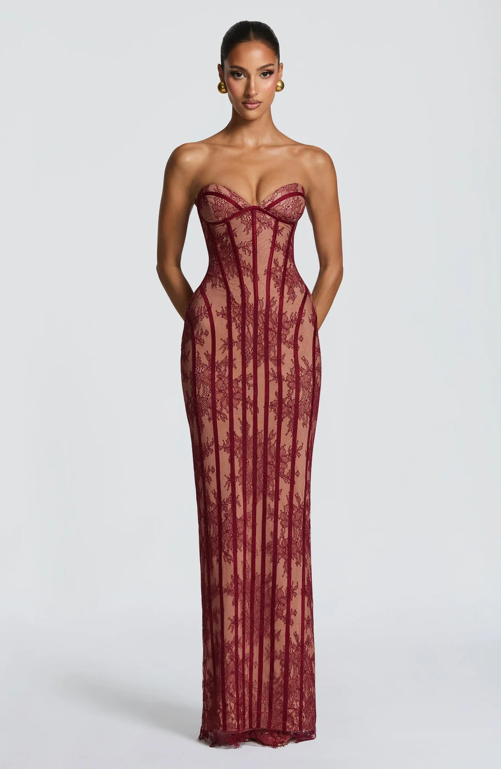 Vestido Midi Corset Renda Nuit Noire