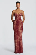 Vestido Midi Corset Renda Nuit Noire