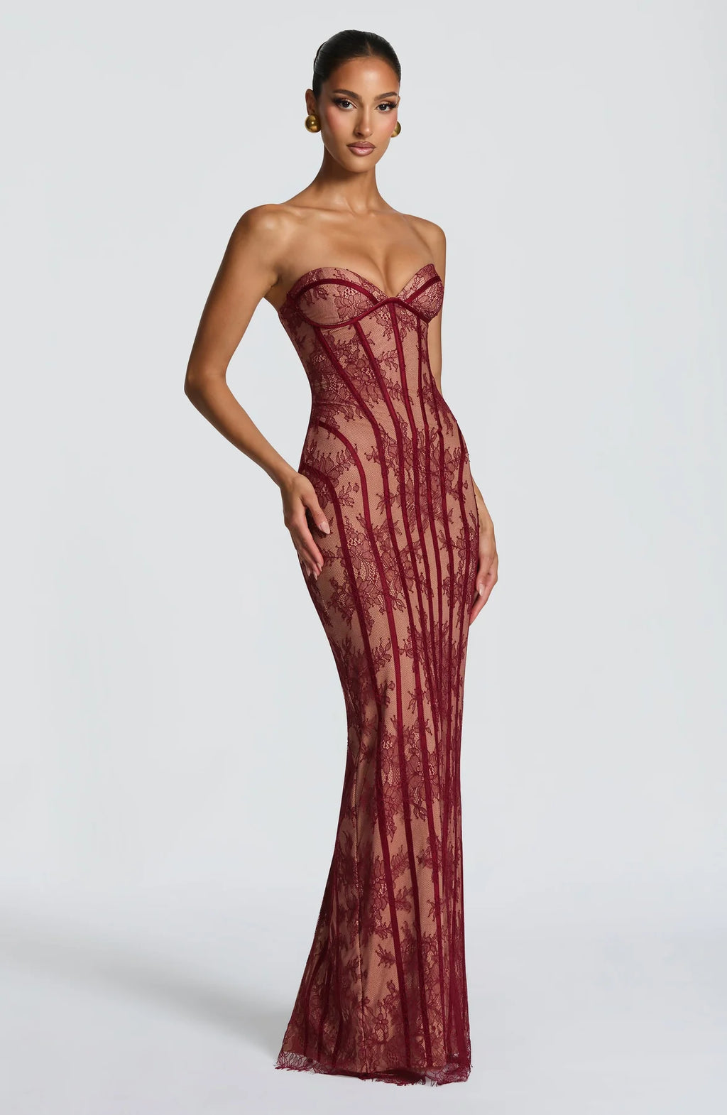 Vestido Midi Corset Renda Nuit Noire
