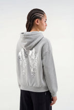 Sweatshirt com Capuz e Asas Brilhantes nas Costas