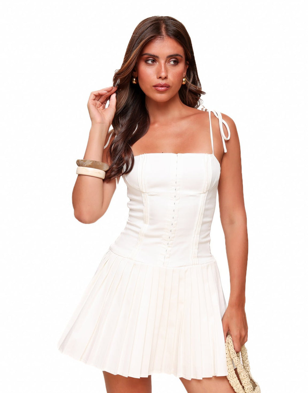 Vestido Curto com Corpete Verão da Primavera