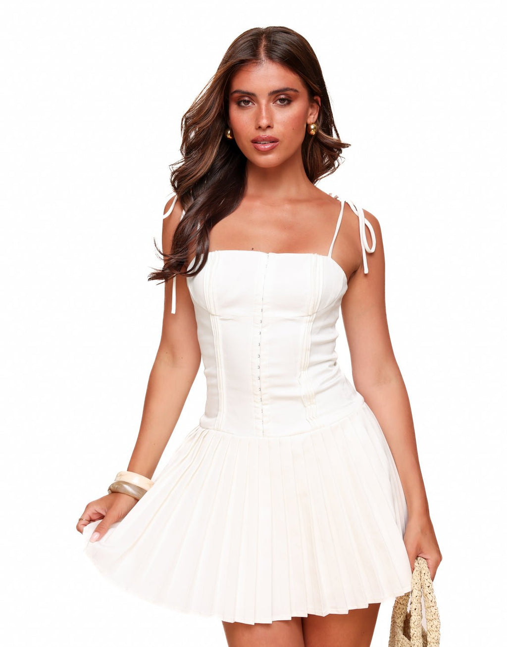 Vestido Curto com Corpete Verão da Primavera
